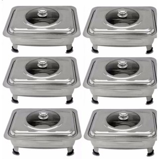 Abbyshi Food Warmer Rectangular Tray Stainless With Cover for Catering, Events and Party Set of 6