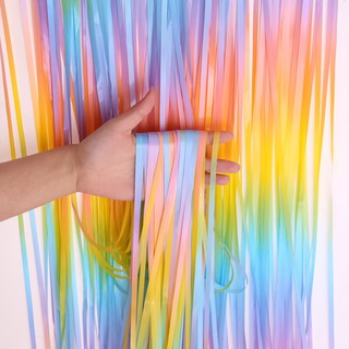 Rainbow Fringe Curtains Party Foil Tinsel Wedding Birthday Party Photo Backdrop Decoration