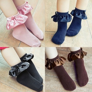 Infant Baby Girls Bowknot Cotton Soft Short Socks (1)