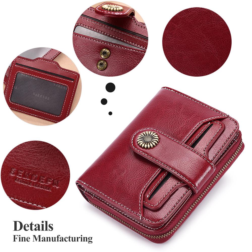 New Genuine Leather Wallet Women Short Lovely Small Coin Wallet