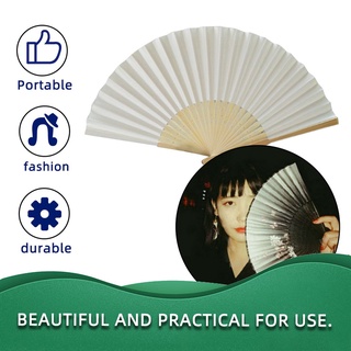 TopDIY Summer Bamboo Folding Hand Held Fan Chinese Dance Party Solid Color Fan