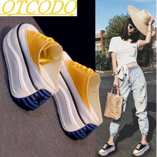 COD Summer new style half slippers female Baotou thick-soled Korean version increased in women's shoes net infrared wear platform lazy shoes