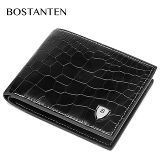 Bostanten Local Store Pu Leather Tri-Fold Wallet Clasp and Zipper Coin Purse Wallet for Men
