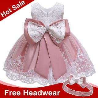 Tulle Bow Knot Party Dress Baby Girls Summer Princess Birthday Tutu Vestidos Kids Flower Wedding Dress