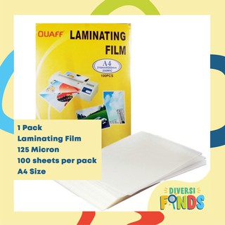 1 PACK Quaff Laminating Film 125 MICRON A4 or Short Size 100 sheets per pack