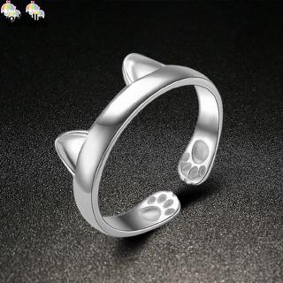 [Worldells] Silver Plated CAT EARS RING Thumb Ring Adjustable Pet Gift
