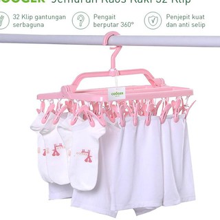 Super Discount COOGER Clothesline Baby Clothes Socks Hanging 32 Clips Flexible Paste Color Variants