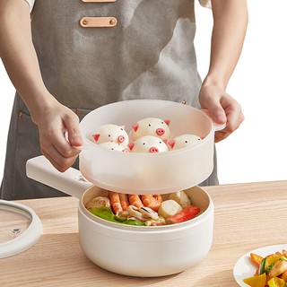 <24H delivery>Modern 1.5L Multifunctional Rice Cooker 700w Two-speed Power Supply Periuk Masak Elektrik Household Dormitory Mini Electric Frying Pan Wok Steaming~COD#SPD