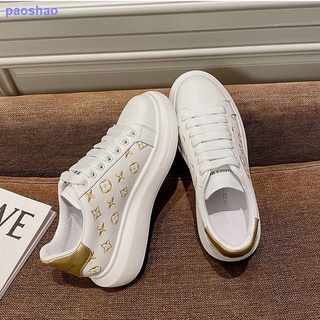 High version McQueen white shoes women s soft leather autumn 2021 new ins thick bottom increased wild net casual trendy shoes