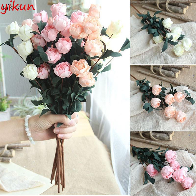 6 Heads/Bouquet Rose Decor Artificial Flower Home Decor (1)