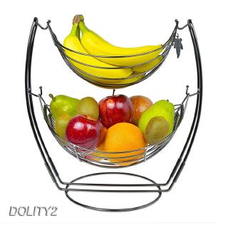 Metal Fruit Basket Holder Kitchen Dinning Table Decoration Fruit Bowl 2 Tier