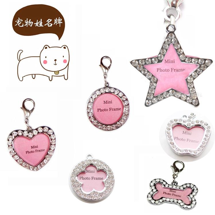 [OSUN]Dog Cat Tags Engraved Cat Dog Puppy Pet ID Name Collar Tag Pendant Pet Accessories Glitter Pendant (2)