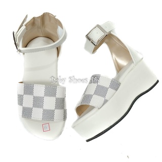Checkered Wedge White Sandals Kids Shoes