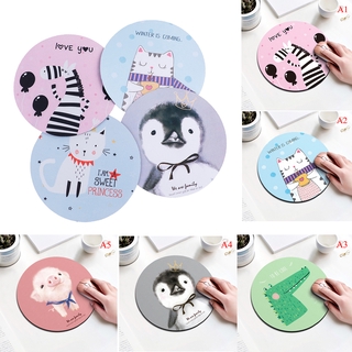 Cartoon cute Animal Pattern Mouse Pad Round Mousepad Office Rubber Anti-slip Table Mat