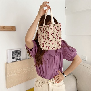 Video Inside Mini Tote Lunch Box Lunch Bag Cute Daisy Print Portable Hand-Carrying Canvas Bag Day Bag (3)