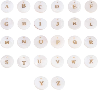 52pcs Freshwater Shell Alphabet A-Z Charms Pendants for DIY Bracelets Necklace Earring Jewelry Making