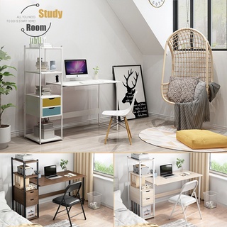 Dailyhome Modern Office Table Computer Study Desk with Storage Rack