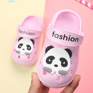 1-6 Years Crocs Style Non-slip Sandals Kids Cartoon Panda Girl Boy Soft Bottom Beach Shoes