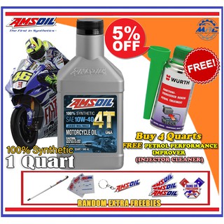 AMSOIL 4T 10W-40 100% Motorcycle Engine Oil Synthetic Performance 1 Quart