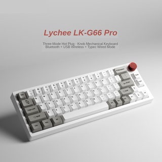 Lychee gaming G66/G66Pro RGB hot swappable Gasket Mechanical keyboard South facing LED hot-swappable Tri-mode Bluetooth 2.4g wireless 65% Translucent removable frame Metal Multimedia Volume knob Gateron cap BOX TTC Switch low profile (1)