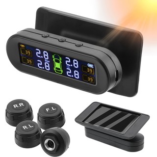 Wireless TPMS Solar Car Tyre Pressure Monitor System, with 4 external/internal sensor