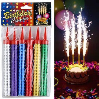 6pcs/pak spreaking candle 10cm 12cm 15cm fountain candle birthday candle cake