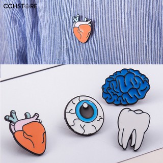 Fashion Cute Tooth Brain Eyeball Heart Shape Enamel Brooch Pin Jacket Collar Bag