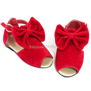 Peeptoe Ribbon Shoes Red Kids Shoes