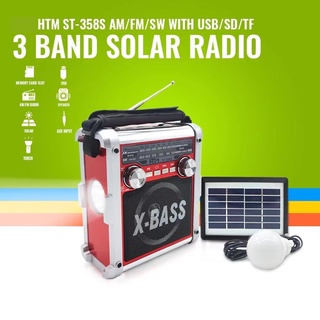 KUKU HTM Solar AM/FM/SW 3 band Radio ST-358S with USB/TF music player and LED flashlight