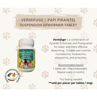 Vermifuge Papi Pirantel Dewormer for Cats & Dogs Tablet (per piece)