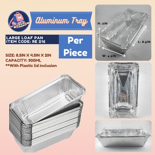 Large Loaf pan 8.5x4.5x2in - Aluminum Tray with Plastic Lid