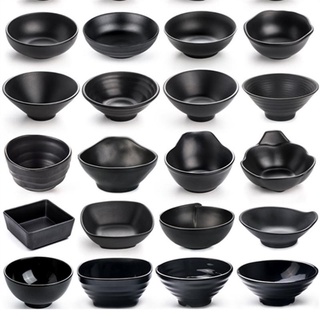 Melamine tableware black soup bowl imitation porcelain bowl seasoning bowl dip bowl (1)