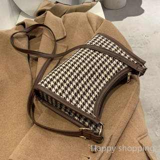 French niche fashion messenger bag retro plaid shoulder bag female bag