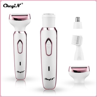 Ckeyin 4 In 1 Epilator & Electric Shaver with 4 Trimmer Tips Body/Facial/Nose/Hair Trimmer Lady Shaver Eyebrow Shaver Clipper MT095