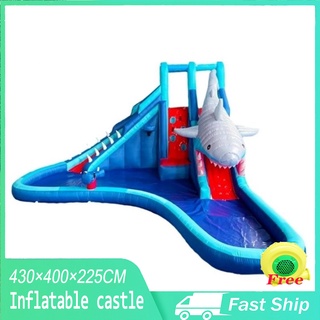 Inflatable slide playground bouncy Castle shark Outdoor Slide baby playground swimming pool