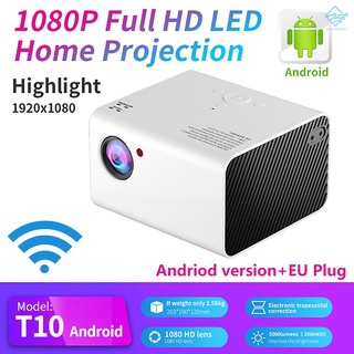 Hg TOPRECIS T10 1080P Full HD Home Projector Andriod TV Projector Built-in Speaker HiFi Stereo Home Theater Compatible with USB/HDMI/AV/AC/IR/Audio Smart Cinema Video Projector