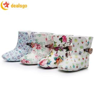 Newborn Toddler Baby Girls Floral Print Winter Warm Boots First Walkers Shoes