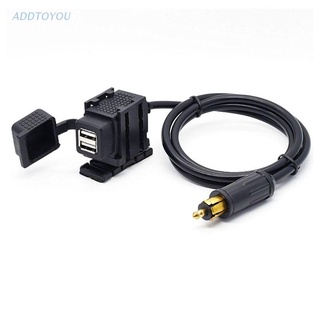【3C】 12V-24V Waterproof Motorbike DIN Hella Powerlet Plug to 2.1A Dual USB Charger Socket Power Adapter With 1.8m Cable for BMW Triumph Motorcycle Mobile Phone GPS