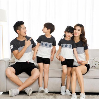 insROCKYSTUDIO Family Matching Short Sleeve T Shirt Couple Patchwork Cotton T Shirt