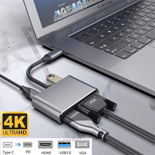 4 In 1 Usb Type C To 4K@60Hz 1080P Vga Usb 3.0 Audio Video Adapter Pd 87W Fast Charger For Macbook M