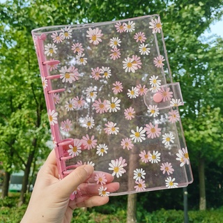 Korea Photo Postcard Small Card Binder Folder Ins Hot A5 A6 6 Hole Color Daisy Flower Transparent photocard binder (8)
