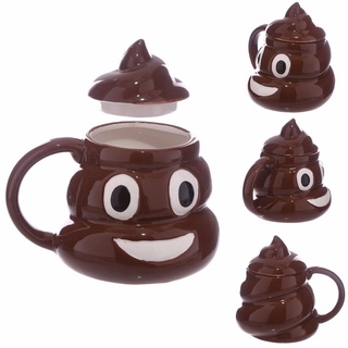 New Water Coffee Mug Poo Emoji Mug Funny Banter Mug Cup Gift With Cover Brown ☆WeCynthiaAmo (1)