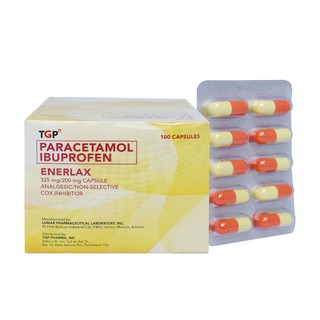 TGP Enerlax Paracetamol + Ibuprofen 325mg/200mg Capsule 10 Pcs/pack For Pain & Fever Relief