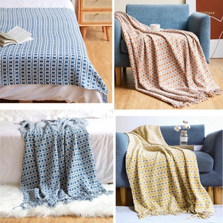 haha Nordic Knitted Plaid Blanket Sofa Throw Blanket with Tassels Shawl Travel Nap Blanket Air Condition Blanket Home Bed Decoration