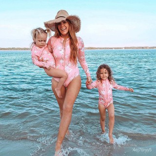 2021 New Matching Swimwear One-piece Parent-child Swimsuit Family Bathing suit Mother Kids Bikini Tr