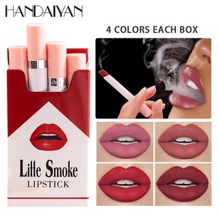 Creative Cigarette Lipstick 4PCS Set 12 Colors Velvet Matt Long Lasting Lipstick Sexy Non-Stick Cup