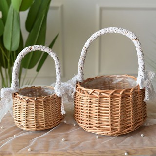 Hand-woven woven portable flower basket storage basket woven flower basket storage basket rattan