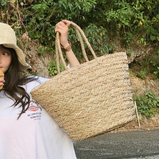 ShopeeTop10☃﹍Casual Rattan Basket Women Handbags Wicker Woven Shoulder Bag Large Capacity Tote Straw