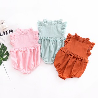 Baby Girls Multicolor Romper Lace Collar Sleeveless Jumpsuit