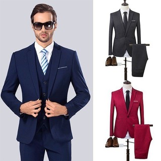 Bussiness Men's Suits Casual Formal Tuxedos Blazer 2 Pieces Slim Suit
